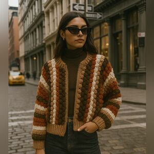Cozy Striped Brown Cardigan